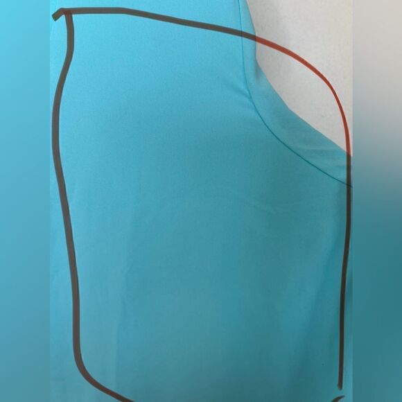 Avenue Light Blue 3/4 Sleeve Tie Neck Asymmetrical Chiffon Blouse 26/28 - Picture 9 of 13